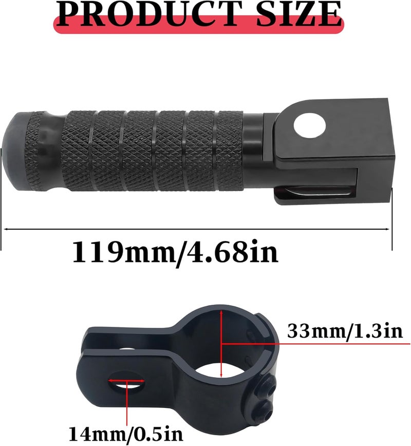 JXPANG M8 Motorcycle CNC Aluminum 90 Degree Folding Rearsets Folded Motorbike Footrest Bicycle Footpegs Foot Pegs Pedal Universal (Black) - Image 5